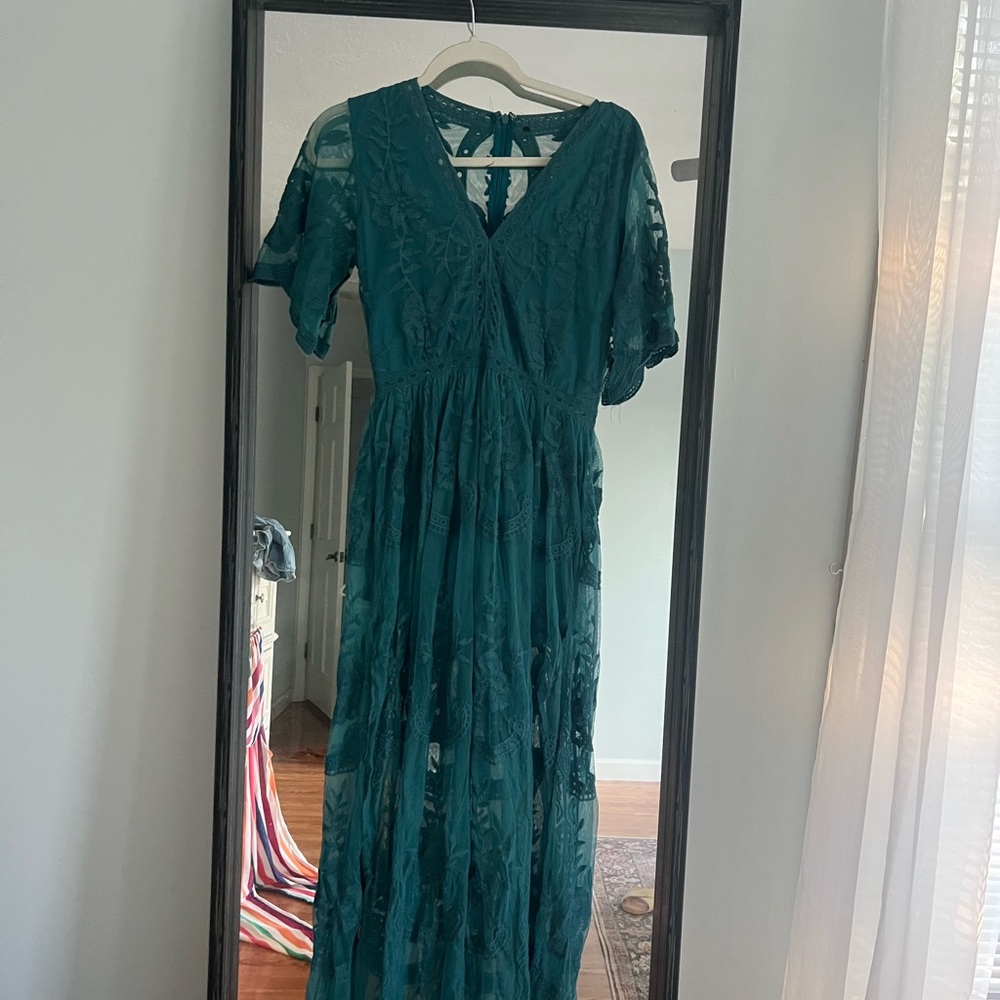 Altard State Teal Lace Maxi Dress